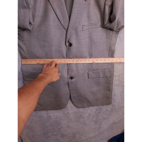 Stafford Blazer Mens 44R Silk Wool Blend Houndstooth Sport Coat Preppy Casual 44 - Picture 11 of 15